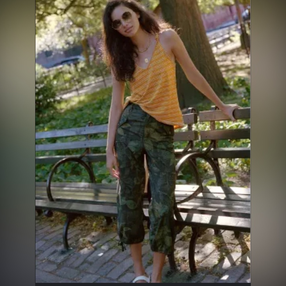 Anthropologie Ripley Utility Pants Moss Green Leaves